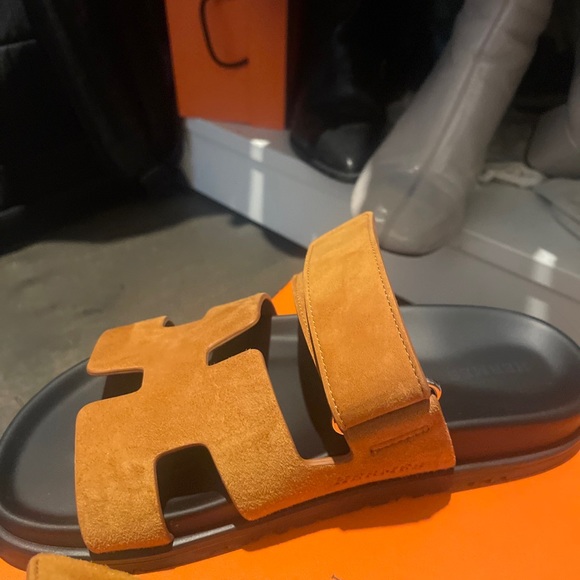 NIB HERMES authentic brown suede chypre sandals gold caramel new in box 35 5 - Picture 3 of 6